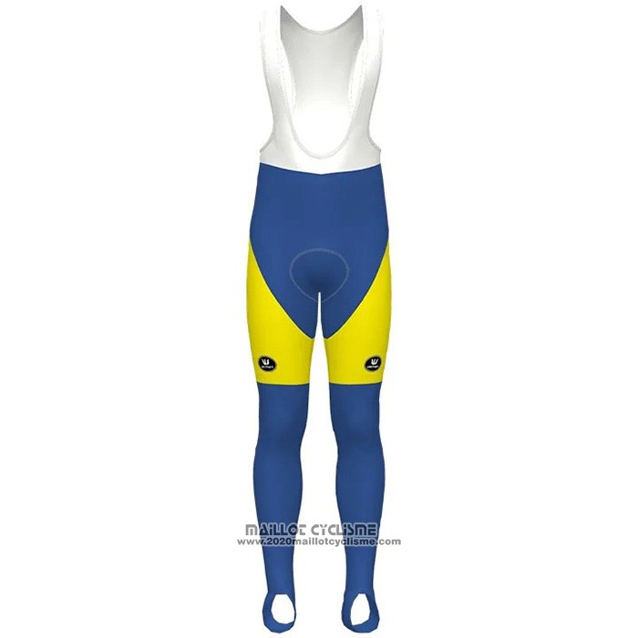 2021 Maillot Cyclisme Sport Vlaanderen Baloise Bleu Jaune Manches Longues et Cuissard